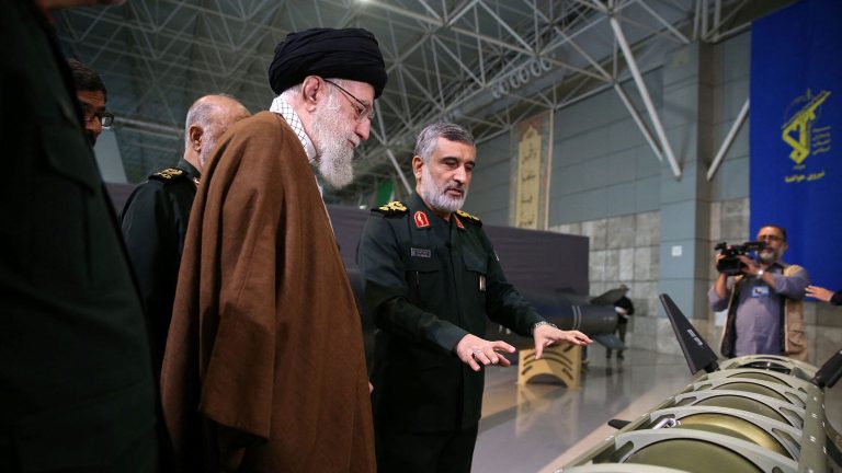 Iran's Supreme Leader Ayatollah Ali Khamenei visits the IRGC Aerospace Force achievements exhibition in Tehran